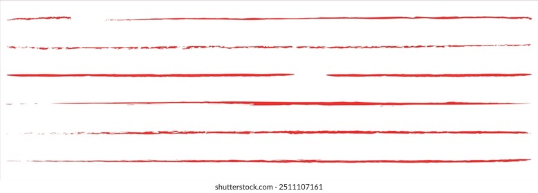 Strikethrough lines collection. Set of hand drawn freehand emphasis elements, underline, marker or ball pen line, crossed scribble stripe. Vector illustration. EPS 10