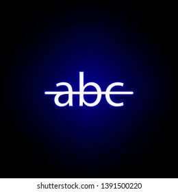 strikethrough text icon in neon style. Can be used for web, logo, mobile app, UI, UX