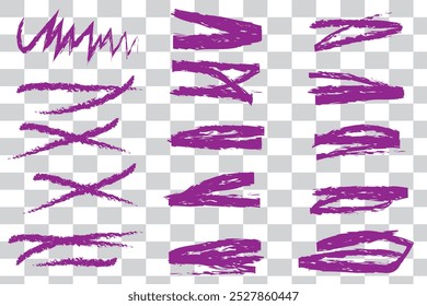strikethrough underlines, set brush stroke, marker lines grunge curve, wvy free hand marks textured simple borders isolated on white background. Creative collection scribble brush or crayon checks