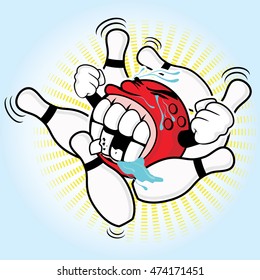 Strike-with-cute-red-bowling-ball-vector