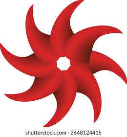 Ein auffälliges geometrisches 3D-Design mit einem Sternzeichen-Muster in kräftigen roten Farbtönen auf weißem Hintergrund.