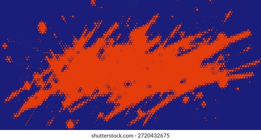 A striking abstract background featuring a bold spiral composition created with halftone dot textures. Intense red tones dominate the design, contrasted with deep blue dotted patterns that form a dynamic swirling motion.