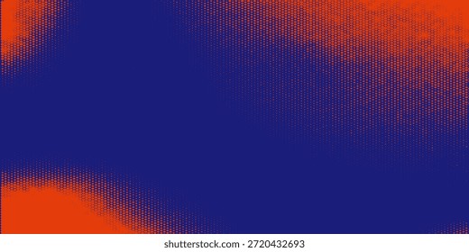 Ein auffälliger abstrakter Hintergrund mit einer fetten Spiralkomposition, die mit Rasterpunkttexturen erstellt wurde. Intensive Rottöne dominieren das Design, kontrastiert mit tiefblau gepunkteten Mustern, die eine dynamische Wirbelbewegung bilden.