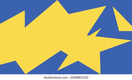 Striking abstract composition with angular yellow shapes on a vivid blue base, delivering high-impact modern comic-style energy.