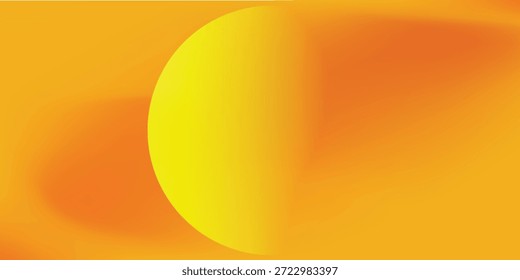 Um design abstrato impressionante com um círculo amarelo proeminente com um gradiente suave, definido contra um fundo laranja quente que também transições em cores, criando um visual dinâmico e moderno.