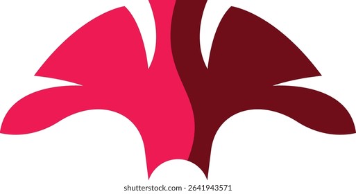 A striking abstract design featuring a symmetrical organic shape split into vibrant pink and deep maroon halves, creating a duality effect, perfect for modern logos, emblems, or artistic visuals.