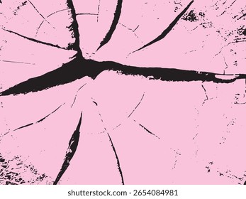 Uma imagem abstrata impressionante com um fundo rosa brilhante com uma textura angustiada. Linhas pretas e manchas espalhadas em negrito criam um efeito de silhueta dinâmico e rachado.