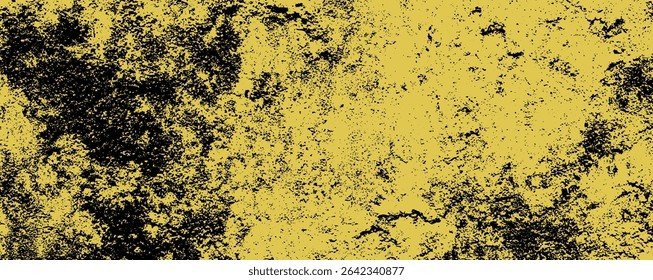 A striking abstract texture features a dynamic interplay of black and yellow hues, revealing a grunge-inspired design. This artistic representation evokes emotions of intensity and energy.