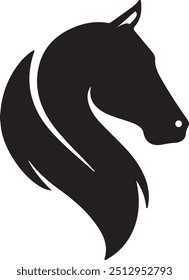 A striking all-black logo of a powerful horse in mid-gallop, capturing elegance and strength with minimalist precision and dynamic motion.