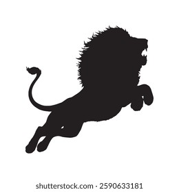 Striking Attacking Lion Silhouette for Logos, Branding, and Art - Lion Vector - Lion Icon
