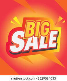 A striking and attention-grabbing "Big Sale" tag, perfect for showcasing major discounts and attracting customers. This design is ideal for retail stores, e-commerce platforms, promotional banners 