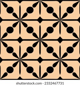 Striking black and beige geometric design. The intricate Sierpinski gasket, patterned tilework, and art nouveau influences converge to create an eye catching floor pattern.