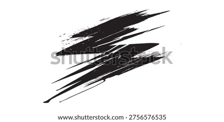 A striking black brush stroke illustration forming a stylized lightning bolt or abstract energetic symbol, perfect for graphic design elements.