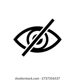 A striking black eye icon with a diagonal slash a powerful visual silhouette