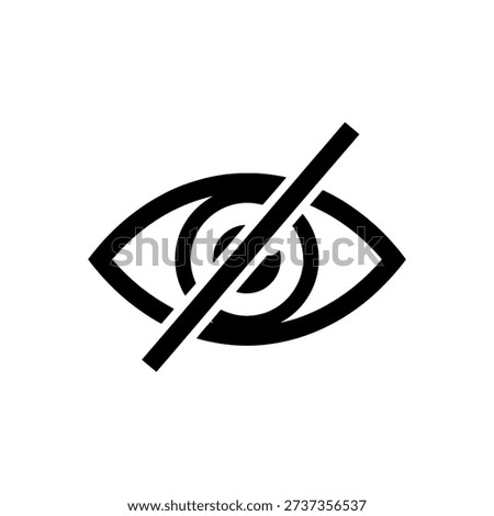 A striking black eye icon with a diagonal slash a powerful visual silhouette