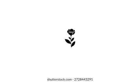 A striking black flower design with elegant leaves a beautiful silhouette