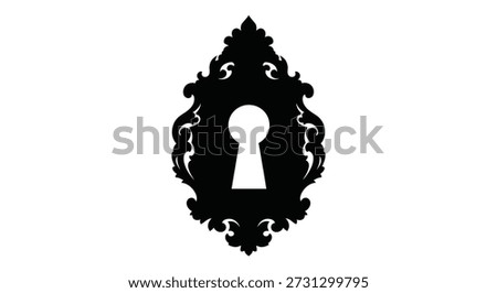 A striking black frame features a central keyhole, presented in a bold, distinctive silhouette style.