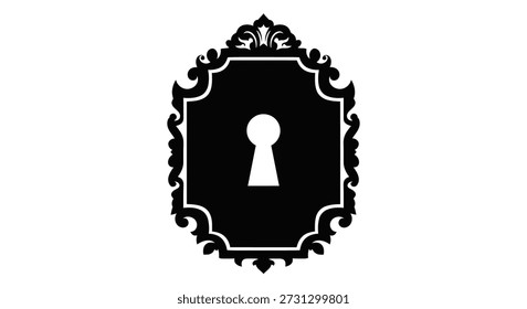 A striking black frame with a keyhole, presented in a distinctive silhouette style.