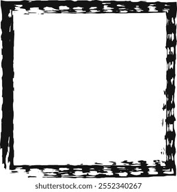 Auffälliger schwarzer Grunge-Rahmen, der ein weißes Quadrat umgibt, perfekt für Text oder Bilder. Vintage trifft auf Moderne in diesem strukturierten Design, ideal für kreative Projekte wie Wandkunst oder Einladungen