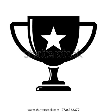 A striking black icon representing a classic trophy cup adorned with a star. Perfect for celebrating success, winning, and top performance in any competition.