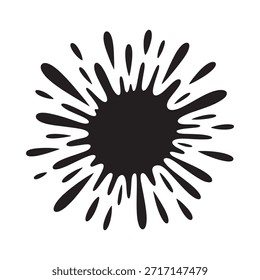 Un llamativo diseño de salpicaduras de tinta negra con Formas irregulares radiantes