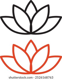 A striking black lotus silhouette adorned with bold red accents, blending elegance and passion in a captivating design.