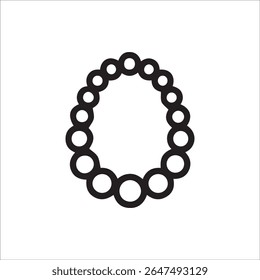 Um ícone de contorno preto impressionante de uma pérola clássica ou colar frisado, ideal para representar luxo, moda ou acessórios em projetos minimalistas e interfaces digitais.