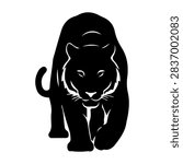 A striking black panther silhouette emphasizing strength, agility, and mystery in a sleek, minimalist style.