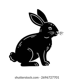 A striking black rabbit design featuring a clean, defined silhouette style.