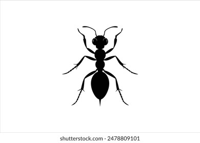 A striking black silhouette of an ant captured in detailed vector artwork.