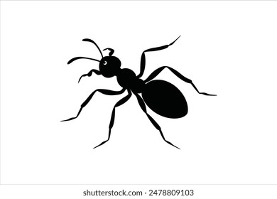 A striking black silhouette of an ant captured in detailed vector artwork.