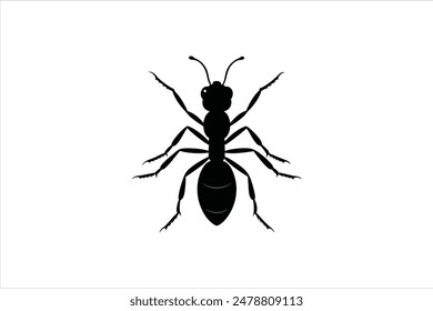 A striking black silhouette of an ant captured in detailed vector artwork.