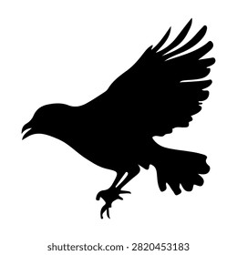 A striking black silhouette of a bird soaring with wings spread wide, capturing the essence of freedom and natures beauty.