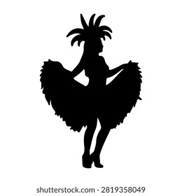 A striking black silhouette of a dancer wearing an elaborate feathered costume, capturing cultural dance artistry and vibrant movement.