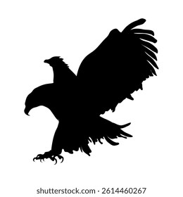 A striking black silhouette of an eagle in flight, capturing the essence of power and grace.