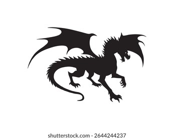 A striking black silhouette of a fierce dragon, perfect for adding a touch of fantasy to your designs.