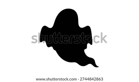 A striking black silhouette of a ghost, characterized by its flowing and wispy style.