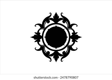 A striking black silhouette illustration featuring an ornamental circle design, meticulously crafted to captivate.