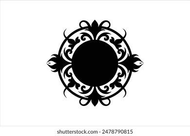 A striking black silhouette illustration featuring an ornamental circle design, meticulously crafted to captivate.
