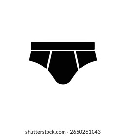 Striking black silhouette of men's briefs underwear is centered against a clean white background, offering a versatile and minimalist representation of male apparel.