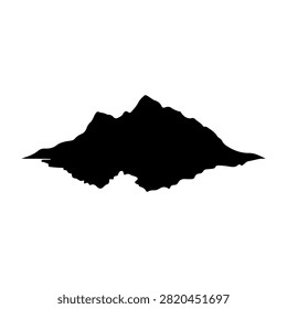 A striking black silhouette of a mountain range reflected in calm water, emphasizing natural landscape and outdoor scenery.