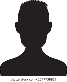 Striking black silhouette of a persons head and shoulders exudes mystery and style against a white background, perfect for versatile designs