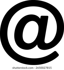 Uma silhueta preta marcante do símbolo at, também conhecido como o sinal comercial at. Este design minimalista apresenta um contorno limpo e arrojado, perfeito para uso digital ou de impressão.