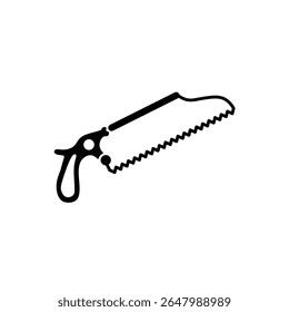 A striking black silhouette vector of a bone saw, often associated with medical or surgical contexts.