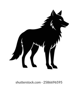 A striking, black silhouette of a wolf, perfect for logo design, apparel, or wall art