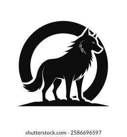 A striking, black silhouette of a wolf, perfect for logo design, apparel, or wall art