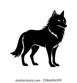 A striking, black silhouette of a wolf, perfect for logo design, apparel, or wall art