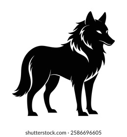 A striking, black silhouette of a wolf, perfect for logo design, apparel, or wall art