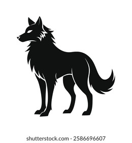 A striking, black silhouette of a wolf, perfect for logo design, apparel, or wall art