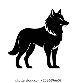 A striking, black silhouette of a wolf, perfect for logo design, apparel, or wall art